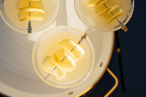 A close up of some yellow slices in a bowl